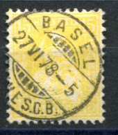 RC 27568 SUISSE N° 44 - 15c JAUNE CACHET DE BASEL TRÈS BLEE OBLITÉRATION DE 1878 TB - Used Stamps