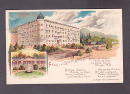 Carte Publicitaire Gruss Aus  Baden Baden Französischer Hof Trinkhalle  ( Chromo Lithographie Poesie Richard Pohl 58911) - Baden-Baden