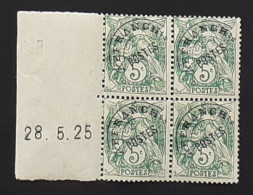 Blanc 5 C. Vert 111 Préo 41 B Au Type IIB De Feuille Pour ROULETTES En Bloc De 4 " Coin Daté " RARE Et PAS CHER - 1900-29 Blanc