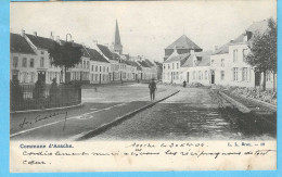 Asse-Assche-1904-Commune-Place Communale-Travaux à La Voie Du Tram-(Tramway)-Exp.vers Le Haut-Congo-Uitg.L.L.-Bruxelles - Asse