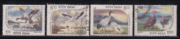 India Postal Used Water Birds 1994, Set Of 4, Bird, White Stork, Teal, Duck, Crane - Used Stamps