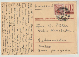 Schweiz Ganzsachen Postkarte Ziffer 10 C. Lausanne 1947 Mit Zusatzfrankatur 10c., 2 Scans, Entier Postal - Ganzsachen