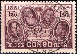 CONGO BELGA, BELGIAN CONGO, RE BELGI, 1,50 Fr., 1935, FRANCOBOLLI USATI Scott:BE-CD 161, Yt:BE-CD 187 - Gebraucht