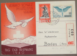 Schweiz Suisse 1940: "Calven" Variante HELLROT ROUGE-CLAIR Zu WII 5c Mi 366a Yv 351a Mit ⊙ BADEN 27.XI.40 (Zu CHF 75.00) - Cartas & Documentos