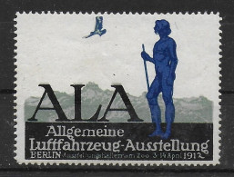 Deutsches Reich 1912 Algemeine Luftfahrzeug Ausstellung ALA Spendenmarke Cinderella Vignet Werbemarke Propaganda - Fantasy Labels