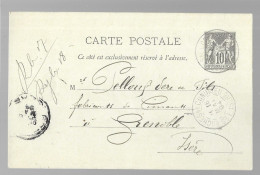 Entier Postal, Sage 10 Centimes Noir Voyagé En Mai 1894, Des Roches De Condrieu Vers Grenoble (13575) - Cartes Postales Types Et TSC (avant 1995)