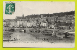 14 TROUVILLE N°105 Port à Marée Basse En 1911 Laveuses Ou Lavandières Entretien Bateaux De Pêche Cabines Sur Roues PUB - Trouville