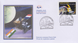 Enveloppe  FDC  1er  Jour    FRANCE   Coopération  Spatiale     Emission   Commune   Avec  L' INDE   2015 - 2010-2019