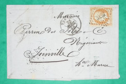 N°16 TB PC 3432 TROYES AUBE DOUBLE PORT POUR JOINVILLE HAUTE MARNE 1855 LETTRE COVER FRANCE - 1849-1876: Période Classique