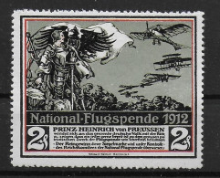 Deutsches Reich 1912 Nat. Flugspende Flugzeug Aeroplane Spendenmarke Cinderella Vignet Werbemarke Propaganda - Viñetas De Fantasía