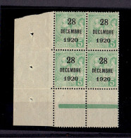 MONACO - N°48 ** - COIN DE FEUILLE - BLOC DE 4 - TB - Ongebruikt