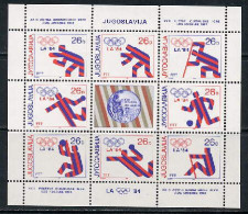 Yugoslavia 1984 Olympic Games Los Angeles, Football Soccer, Rowing, Basketball Etc. Sheetlet MNH - Verano 1984: Los Angeles