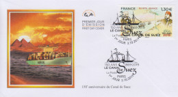 Enveloppe  FDC   1er  Jour   FRANCE   150éme   Anniversaire   CANAL  DE  SUEZ    2019 - 2010-2019