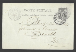 Entier Postal, Sage 10 Centimes Noir Voyagé En Juin 1894, Des Roches De Condrieu Vers Grenoble (13569) - Cartes Postales Types Et TSC (avant 1995)