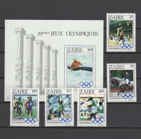 Congo Zaire 1984 Olympic Games Los Angeles, Kayaking, Basketball, Football Soccer Etc. Set Of 5 + S/s MNH - Summer 1984: Los Angeles