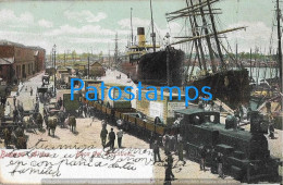 227750 ARGENTINA BUENOS AIRES BOCA DE RIACHUELO TREN TRAIN & SHIP POSTAL POSTCARD - Argentinien