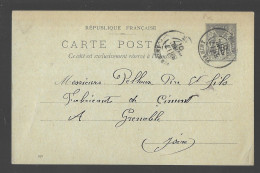 Entier Postal, Sage 10 Centimes Noir Voyagé En Avril 1901, De Firminy Vers Grenoble (13567) - Standard Postcards & Stamped On Demand (before 1995)