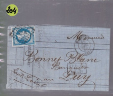 Un Timbre Napoléon III   N° 14  20 C Bleu   Sur Lettre   Cachet Nantes 1860 Destination  Au Puy  Après  Le Départ - 1853-1860 Napoléon III.