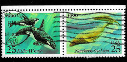 1990 Whales  Michel US 2107 - 2108 Stamp Number US 2508 - 2509 Yvert Et Tellier US 1917 - 1918 Used - Usados