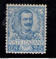 1901 Italia Regno , N. 73 , Tipo Floreale , 25 Cent Azzurro , Ottimamente Centrato , Siglato Alberto Diena - MNH** - Altri & Non Classificati