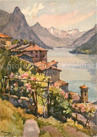 13611578 Gandria Lago Di Lugano Ortsmotiv Illustration Gandria Lago Di Lugano - Other & Unclassified