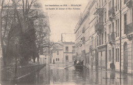 Besançon Le Square Saint Amour Et Rue D'alsace Les Inondations En 1910 - Besancon