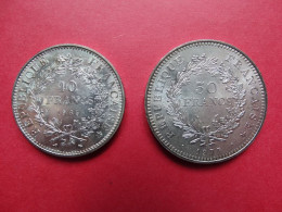 Pièce Monnaie Argent 1 X 10 Francs 1965 1 X 50 Francs 1977 Hercule Dupré - 10 Francs