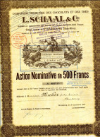 L. SCHAAL & Cie Francaise Des Chocolats Et Des Thés; Action Nominative - Agriculture