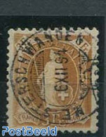 Switzerland 1882 3Fr. Dark Yellow-orange, Contr. 1X, Perf. 11.75, Used Stamps - Oblitérés