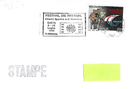 ITALIA ITALY - 1995 GAETA (LT) Festival Dei Festival Cinema Sportivo Avventura - Targhetta Su Busta Viaggiata -7775 - 1991-00: Storia Postale