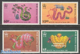 Hong Kong 1989 Year Of The Snake 4v, Mint NH, Nature - Various - Snakes - New Year - Unused Stamps