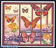 Niger 1991 Mushroom/butterfly S/s, Mint NH, Nature - Butterflies - Mushrooms - Pilze