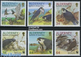 Alderney 2000 WWF, Falcons 6v, Mint NH, Nature - Various - Birds - Birds Of Prey - World Wildlife Fund (WWF) - Lightho.. - Phares