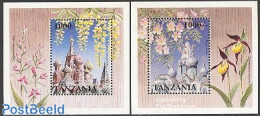 Tanzania 1997 Russian Flowers 2 S/s, Mint NH, Nature - Flowers & Plants - Tanzania (1964-...)