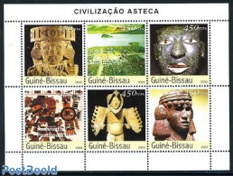 Guinea Bissau 2003 Aztek Civilisation 6v M/s, Mint NH, History - Archaeology - Art - Sculpture - Archeologie