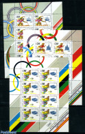 Russia, Soviet Union 1991 Olympic Games 3 M/ss, Mint NH, Sport - Transport - Football - Kayaks & Rowing - Olympic Game.. - Nuovi