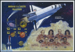 Mali 1996 Challenger 4v M/s, Mint NH, Science - Transport - Astronomy - Space Exploration - Halley's Comet - Astrología