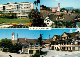 13599511 Dielsdorf Teilansichten Alte Fachwerkhaeuser Kirche Wohnblock Park Diel - Autres & Non Classés