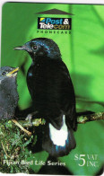 FIDJI FIJI Telecarte Phonecard CARTE MAGNETIQUE 5 $ SUVA BIRD LIFE SILKTAIL LAMPROLIA ESPECE DANGER ENDEMIQUE UT BE - Figi