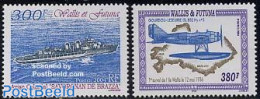 Wallis & Futuna 2004 First Flight 2v, Mint NH, Transport - Various - Aircraft & Aviation - Ships And Boats - Maps - Flugzeuge