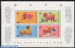 Hong Kong 1991 Year Of The Sheep S/s, Mint NH, Nature - Various - Animals (others & Mixed) - Cattle - New Year - Unused Stamps