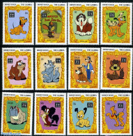 Gambia 1994 Year Of The Dog, Disney 12v, Mint NH, Nature - Various - Dogs - New Year - Art - Disney - Anno Nuovo