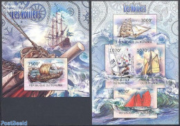 Burundi 2012 Sailing Ships 2 S/s, Imperforated, Mint NH, Sport - Transport - Sailing - Ships And Boats - Zeilen