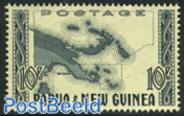 Papua New Guinea 1952 10Sh, Stamp Out Of Set, Unused (hinged), Various - Maps - Geografia