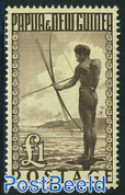 Papua New Guinea 1952 1Pound, Stamp Out Of Set, Unused (hinged), History - Nature - Fishing - Fishes