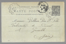 Entier Postal, Sage 10 Centimes Noir Voyagé En Juin 1901, De Firminy Vers Grenoble (13561) - Standard Postcards & Stamped On Demand (before 1995)