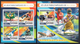 Guinea, Republic 2016 Paralympics 2 S/s, Mint NH, Health - Sport - Disabled Persons - Athletics - Kayaks & Rowing - Ol.. - Handicap
