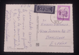 D)1973, AUSTRIA, POSTCARD SENT TO SPAIN, AIR MAIL, WITH TOURISM STAMP, LAKE ALMSEE, XF - Other & Unclassified