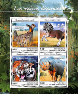 Central Africa 2018 Extinct Animals 4v M/s, Mint NH, Nature - Cat Family - Rhinoceros - Repubblica Centroafricana