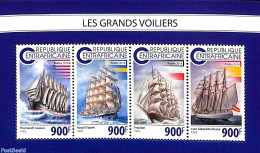 Central Africa 2018 Large Sailing Ships 4v M/s, Mint NH, Transport - Ships And Boats - Boten